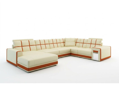 Ledersofa XXL Wohnlandschaft Ecksofa Polster Eck Sitz Couch Garnitur