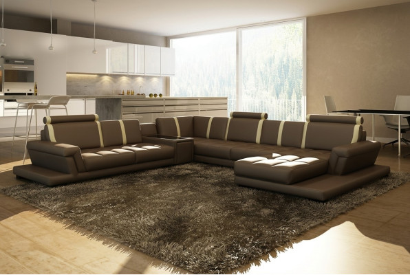 Ledersofa Sofa Couch Polster Wohnlandschaft Designer Ledersofa