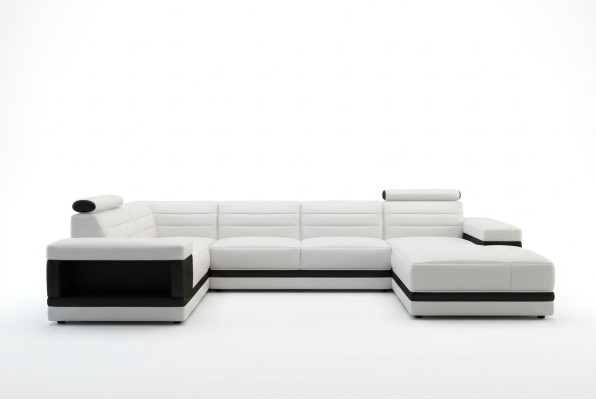 Ledersofa Couch Wohnlandschaft Ecksofa U-Form Design Modern Sofa