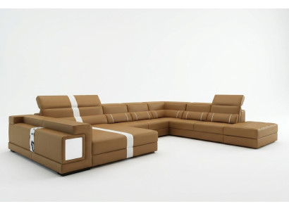 Luxus Wohnlandschaft Ecksofa Sofa Couch Polster Leder Sitz U Form