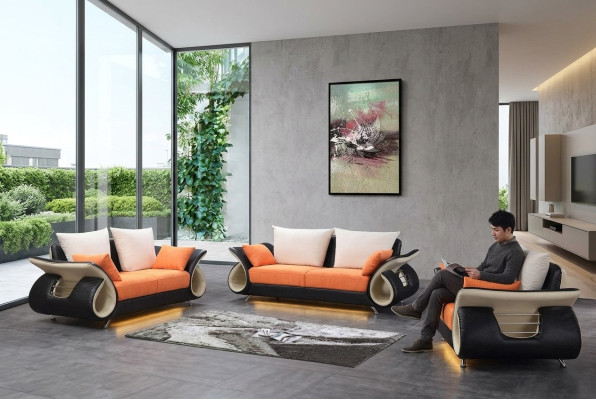 Moderne Wohnzimmer Couch Polster Sitz Komplett Garnitur Sofa Couchen