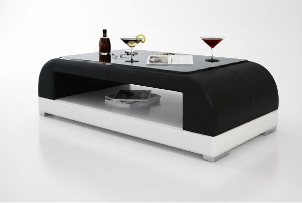 Sofatisch Glas Design Kaffee Tisch Wonzimmer Leder Couch Beistell Sofa