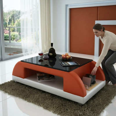 Modern Couch Polster Leder Tisch Wohnzimmer Beistell Glas Tische Kaffee