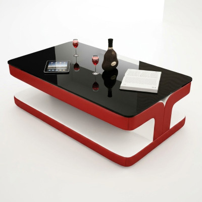 Sofatisch Design Wohnzimmer Leder Kaffee Glas Couch Polster Beistell