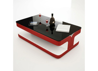 Sofatisch Design Wohnzimmer Leder Kaffee Glas Couch Polster Beistell