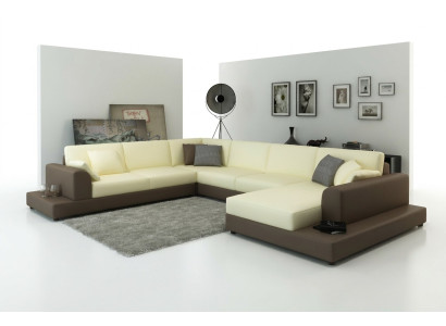 Wohnlandschaft Wohnzimmer Ecksofa Leder Sofa Couch Polster Sitz