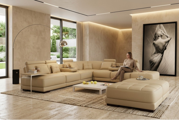 Big Sofa Ledersofa Couch Wohnlandschaft L Form Polster Garnitur Ecksofa