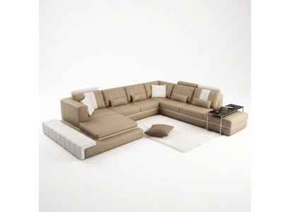 XXL Design Polster Garnitur Ledersofa Couch U-Form Modern Sofa
