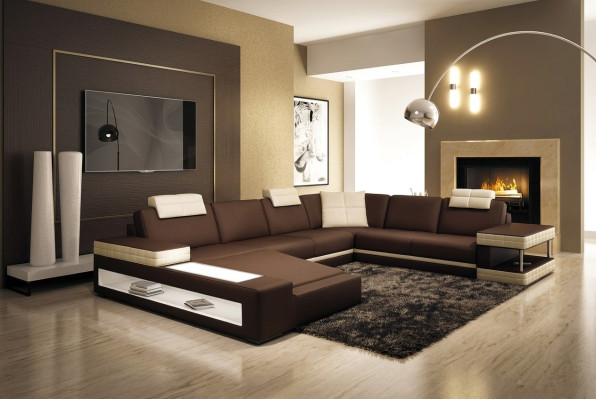 Big XXL Ledersofa Couch Sitz Polster U Form Garnitur Sofas Leder