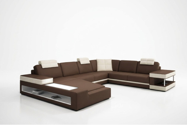 Big XXL Ledersofa Couch Sitz Polster U Form Garnitur Sofas Leder