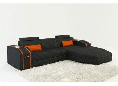 Beleuchtete Wohnzimmer Ledersofa Sofa Eck Couch Wohnlandschaft Big