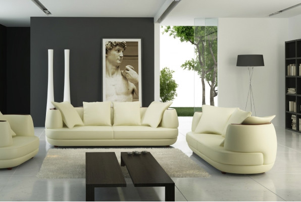 Sofagarnitur Design Couch 3+2 Set Polster Leder Sofa Wohnzimmer Garnituren