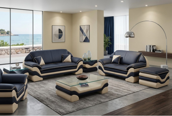 Ledersofa Couch Wohnlandschaft 3+2 Sitzer Design Sofa Klassische Garnitur