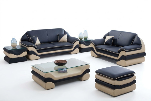 Ledersofa Couch Wohnlandschaft 3+2 Sitzer Design Sofa Klassische Garnitur