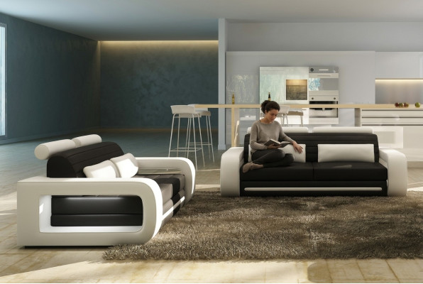 Ledersofa Couch Wohnlandschaft 3+2 Sitzer Design Modern Sofa Sofagarnitur