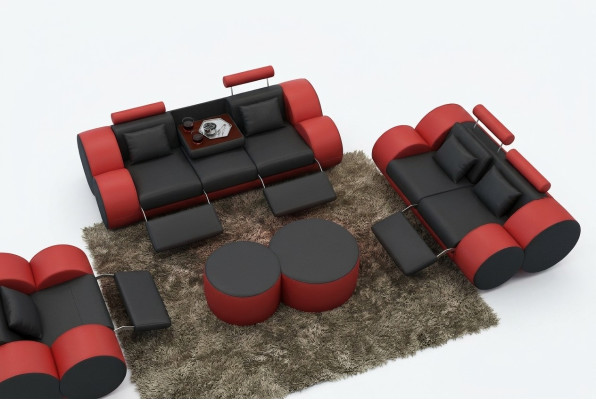 Sofagarnitur Design Couch 3+2 Set Polster Leder Sofa Wohnzimmer Garnituren