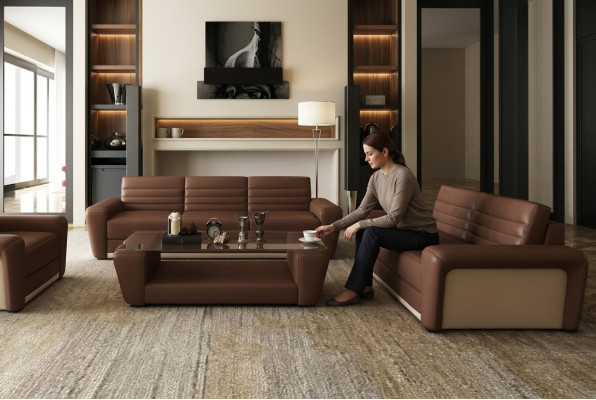 Ledersofa Couch Wohnlandschaft 3+2 Sitzer Design Modern Sofa Wohnzimmer