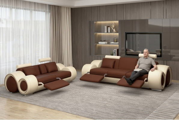 Sofagarnitur Design Couch 3+2 Set Polster Sofa Leder Garnituren Wohnzimmer