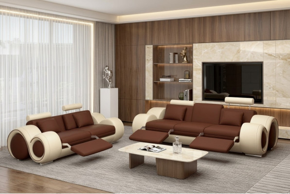 Sofagarnitur Design Couch 3+2 Set Polster Sofa Leder Garnituren Wohnzimmer
