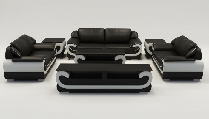Ledersofa Couch Wohnlandschaft 3+2 Sitzer Design Modern Sofa 0615