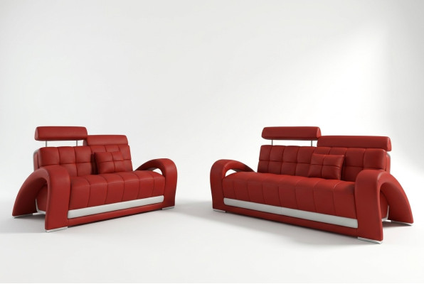Ledersofa Couch Wohnlandschaft 3+2 Sitzer Design Modern Sofa 2232