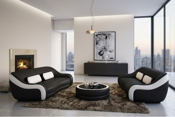 Sofagarnitur Sitz Leder Design XXL Polster Couch Set Garnitur 3+2 Sitzer