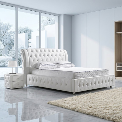 Modernes XXL Hotel Design Bett Betten Luxus Doppel Leder Chesterfield