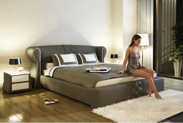 Leder Polster Bett Betten Hotel Klassisches Designer Doppel Ehe Schlafzimmer Neu