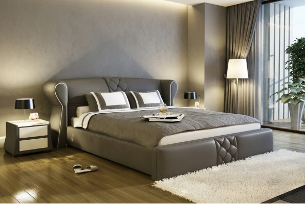 Leder Polster Bett Betten Hotel Klassisches Designer Doppel Ehe Schlafzimmer Neu