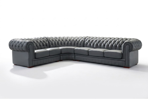 Klassiche Chesterfield Polster Sitz Eck Leder Dekor Garnitur Wohnlandschaft