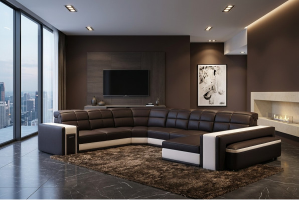 Design Ecken Big Polster Eck Sofa Couch Leder Sofas Garnitur XXL