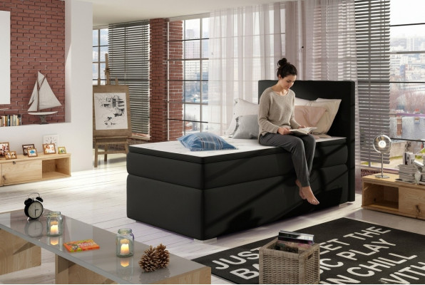 Boxspring Bett Hotel Betten 90x200cm Leder Komplett Bettkasten Topper