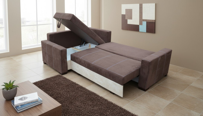 Design Schlafsofa Sofa Polster Wohnzimmer Ecksofa Couch Textl Stoff Garnitur