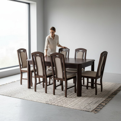6x Stühle + Tisch Esszimmergarnitur XXL Set Stuhl Garnituren Holz Tisch