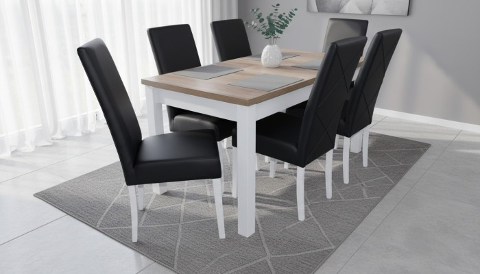Moderne Esszimmer Leder Tisch Stuhl Garnitur Komplett Set 7 teiliges Set