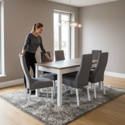 Design Tisch + 6 Stühle Esszimmer Garnitur Stuhl Set Essgarnituren Tische