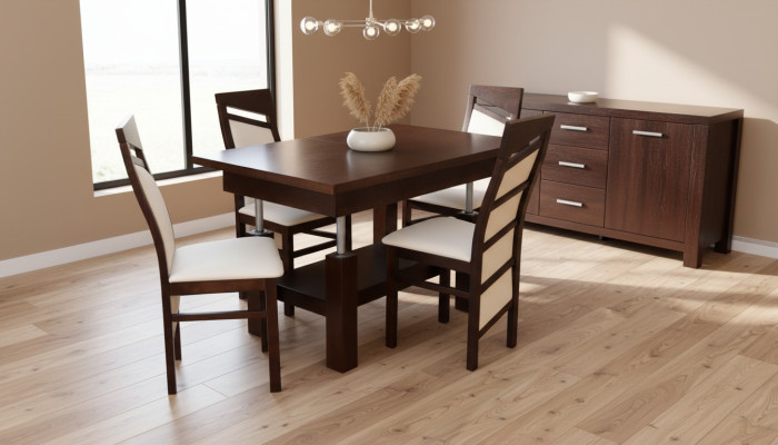 Designer Tisch + 4 Stühle Garnituren Komplett Dekor Wohnzimmer Esszimmer
