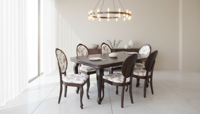 Designer Tisch + 6 Stühle Garnituren Komplett Wohnzimmer Esszimmer