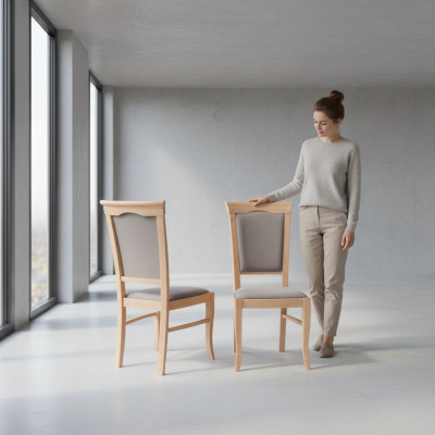 Luxus Design Polster Stuhl Stühle Sitz Lehn Büro Esszimmer Massiv Holz