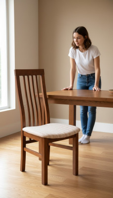 Luxus Design Polster Stuhl Stühle Sitz Lehn Büro Office Esszimmer Holz K5