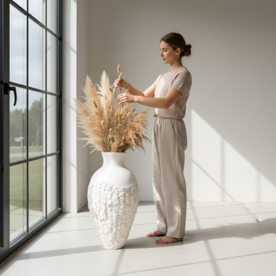 xxl Vase Tisch Dekoration Deko Vasen Antik Stil Skulptur Figur Kelch Rom 95cm