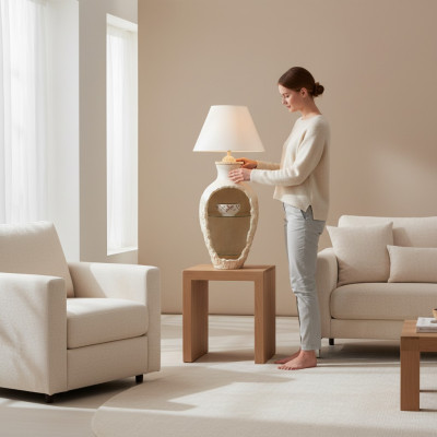Design Stehleuchte Vase XXL 138cm Stand Lampe Lampen Regal Beleuchtet Vitrine