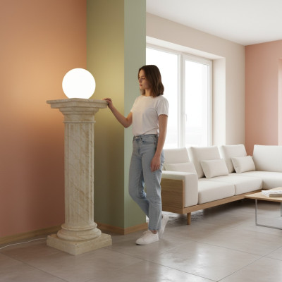 Design Säulenlampe Leuchten Leuchte Lampenschirm Dekolampe Säule Lampe 6854 Neu
