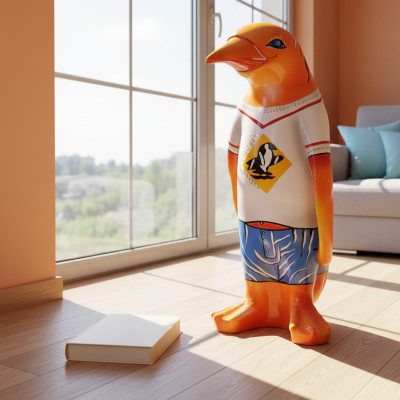 Design Luxus XXL 67cm Figur Skulptur Handarbeit Pinguin Tier Skulpturen Figuren