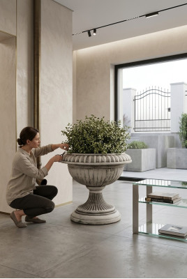 Blumenkübel Pflanz Kübel Dekoration Figur Blumentöpfe Garten Natur Vasen