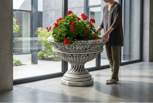 Blumenkübel Pflanz Kübel Dekoration Figur Natur Vasen Blumentöpfe Garten