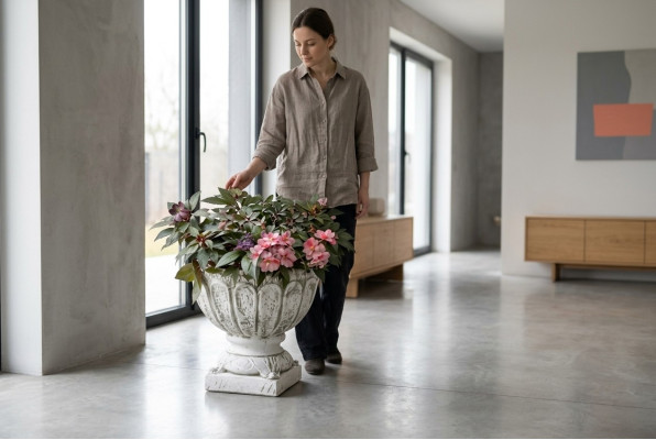 Figur Blumenkübel Pflanz Weiß Kübel Dekoration Figur Blumentöpfe Garten