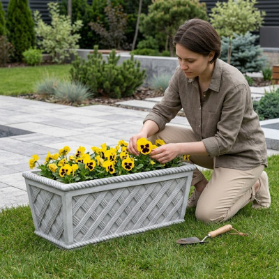 Blumentöpfe Kasten Topf Blumen Töpfe Dekorative XXL Beton Garten Terrasse