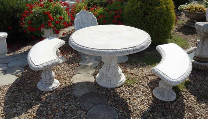 Antik Ritter Stil Tisch Garten Tische Stein Dekoration Rund Möbel