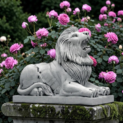 XXL Löwe Figur Garten Terrasse Dekoration Deko Stein Skulptur